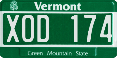 VT license plate XOD174