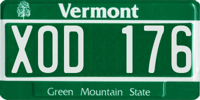 VT license plate XOD176