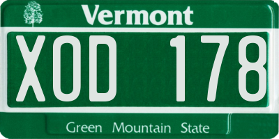 VT license plate XOD178