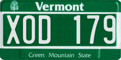 VT license plate XOD179