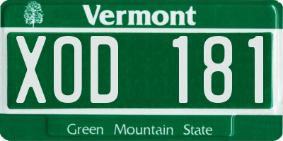 VT license plate XOD181
