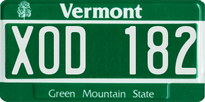 VT license plate XOD182