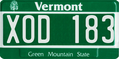 VT license plate XOD183