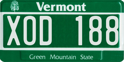VT license plate XOD188