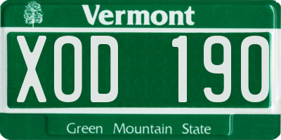 VT license plate XOD190