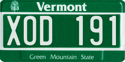 VT license plate XOD191