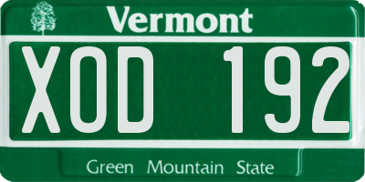 VT license plate XOD192
