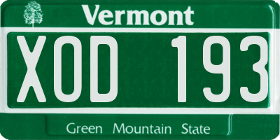VT license plate XOD193