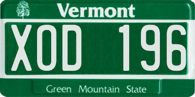 VT license plate XOD196
