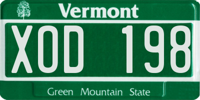 VT license plate XOD198