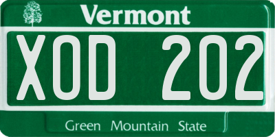 VT license plate XOD202