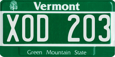 VT license plate XOD203