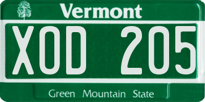 VT license plate XOD205