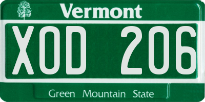 VT license plate XOD206