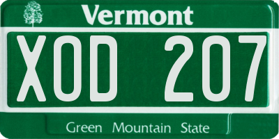 VT license plate XOD207