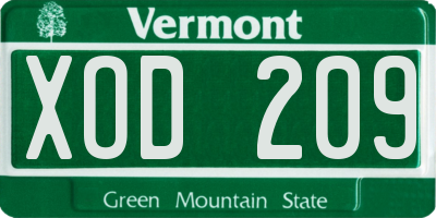 VT license plate XOD209