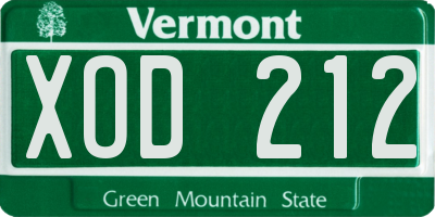 VT license plate XOD212