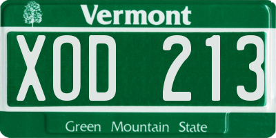 VT license plate XOD213