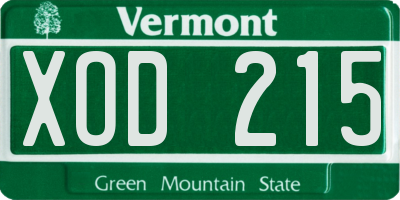 VT license plate XOD215
