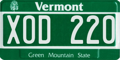 VT license plate XOD220