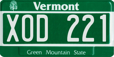 VT license plate XOD221