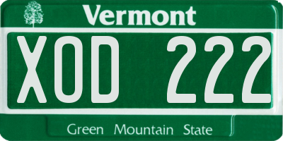 VT license plate XOD222
