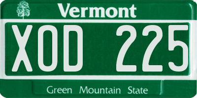VT license plate XOD225