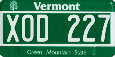 VT license plate XOD227