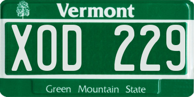VT license plate XOD229