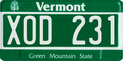 VT license plate XOD231