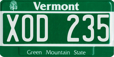 VT license plate XOD235