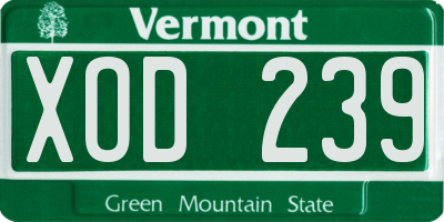VT license plate XOD239