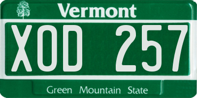 VT license plate XOD257