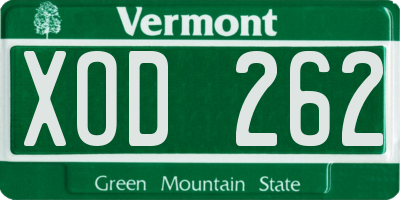 VT license plate XOD262
