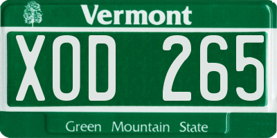 VT license plate XOD265