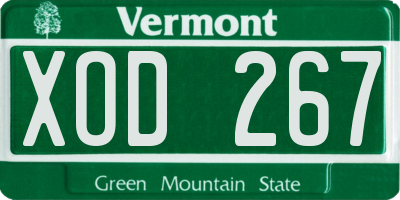 VT license plate XOD267
