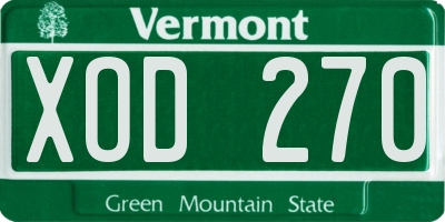 VT license plate XOD270
