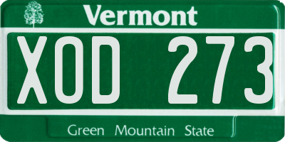 VT license plate XOD273