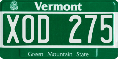 VT license plate XOD275