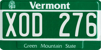 VT license plate XOD276