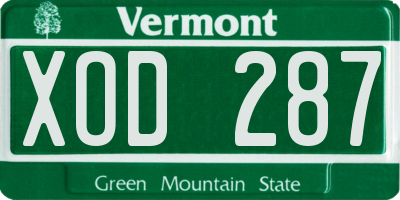 VT license plate XOD287