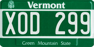 VT license plate XOD299