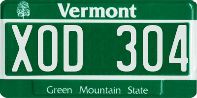 VT license plate XOD304