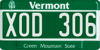 VT license plate XOD306