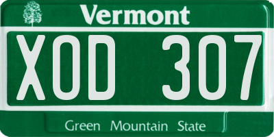 VT license plate XOD307