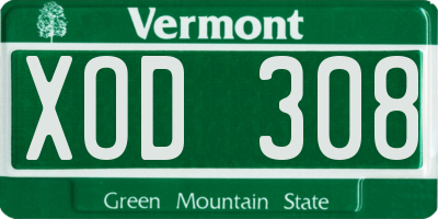 VT license plate XOD308