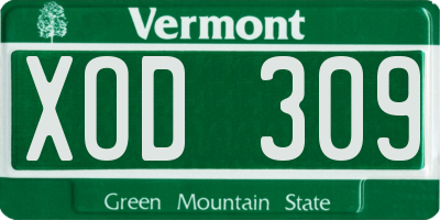 VT license plate XOD309