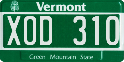 VT license plate XOD310