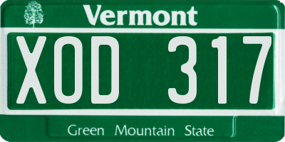 VT license plate XOD317