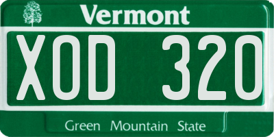 VT license plate XOD320